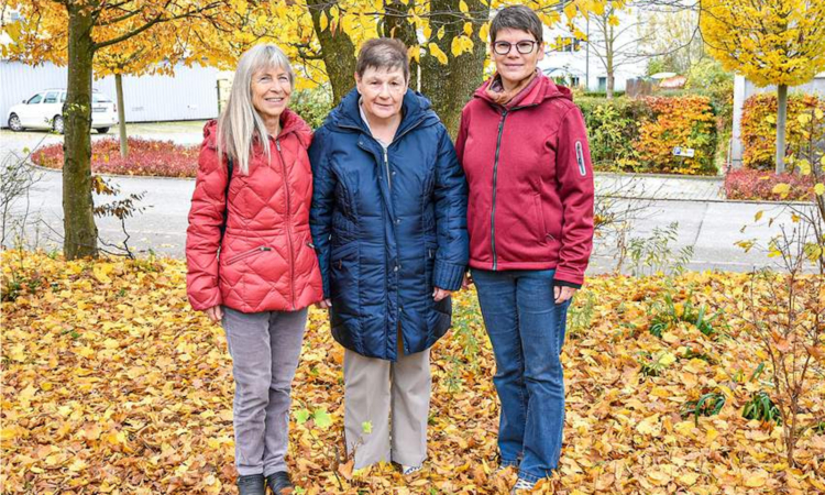 Bild Freiwilligenarbeit mit drei Frauen in einer Herbstlandschaft