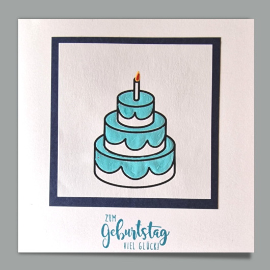 Web Glueckwunschkarte Zum Geburtstag viel Glueck Torte Tuerkis