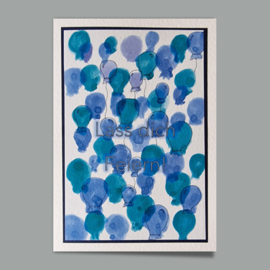 Web Karte Lass dich feiern blaue Ballone