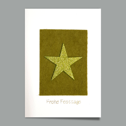 Bild der Weihnachtskarte «Marc» mit Glitterstern auf Grün